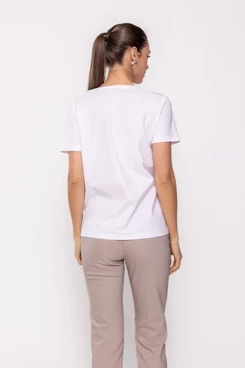 Tricou casual din bumbac alb BLI0242