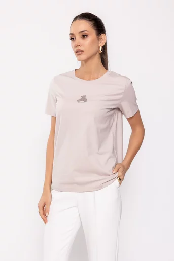 Tricou casual din bumbac bej BLI0242