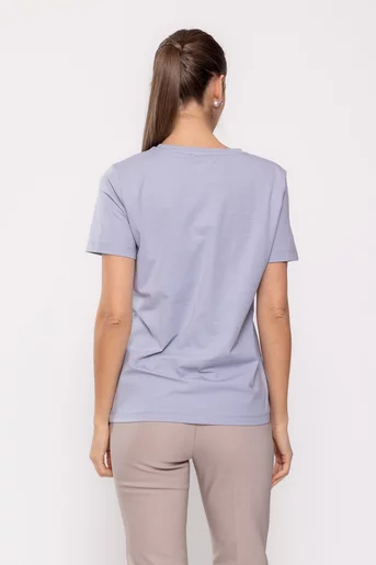 Tricou casual din bumbac bleu BLI0237