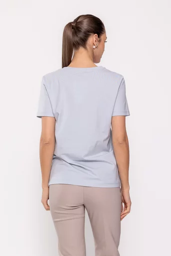 Tricou casual din bumbac bleu BLI0242