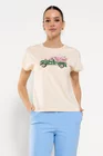 Tricou casual din bumbac cu panou mașină bej BROS0307 thumbnail picture - 