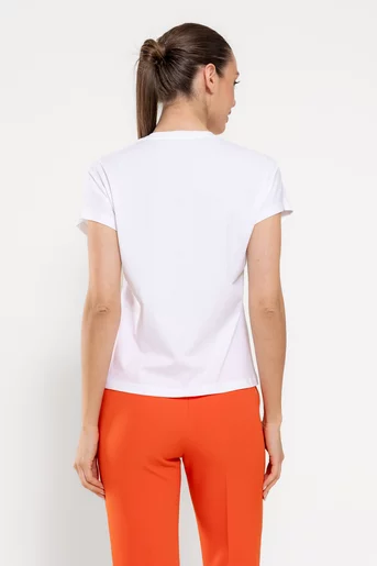 Tricou casual din bumbac cu panou mașină ivory BROS0307