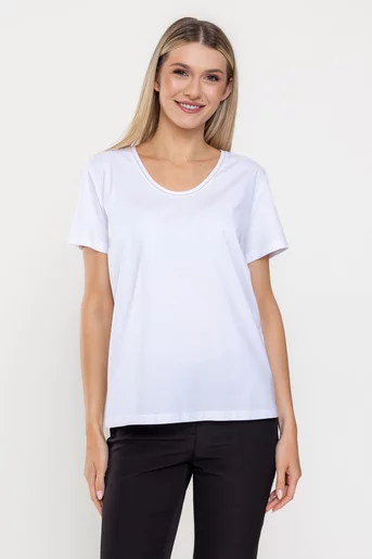 Tricou casual din bumbac în anchior v alb BMM0315