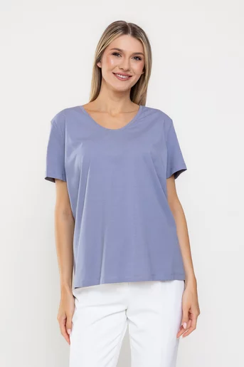 Tricou casual din bumbac în anchior v albastru BMM0315
