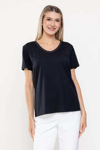 Tricou casual din bumbac în anchior v negru BMM0315