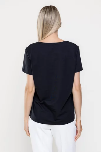 Tricou casual din bumbac în anchior v negru BMM0315