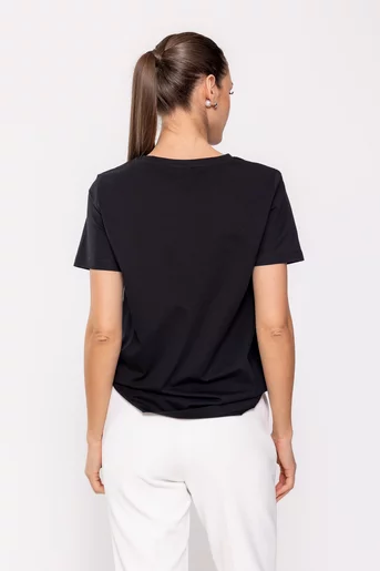 Tricou casual din bumbac negru BLI0241