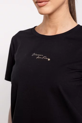 Tricou casual din bumbac negru BLI0241