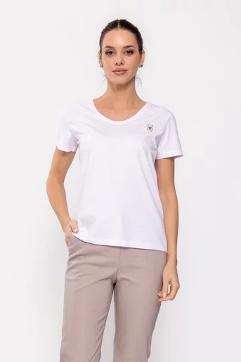 Tricou casual în anchior alb BLI0243