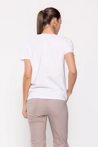 Tricou casual în anchior alb BLI0243