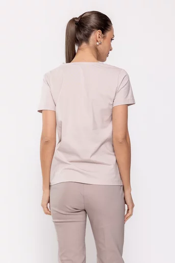 Tricou casual în anchior bej BLI0243