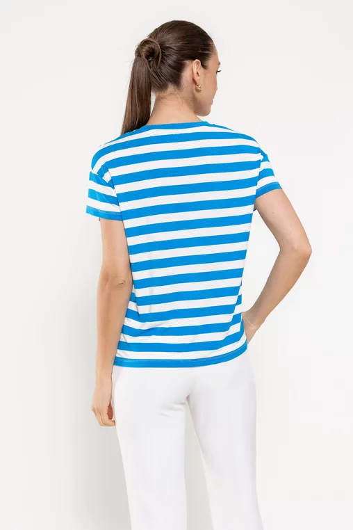 Tricou cu dungi late albastru BROS0303 picture - 2