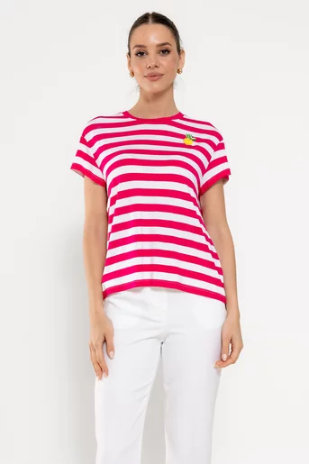 Tricou cu dungi late fucsia BROS0303