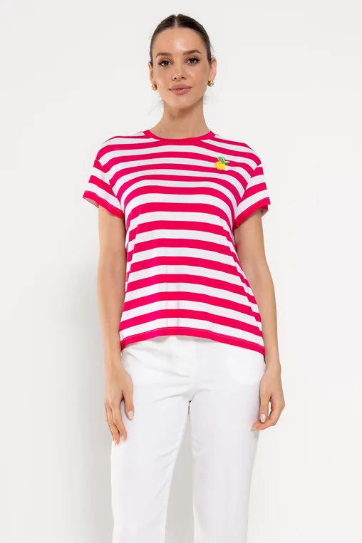 Tricou cu dungi late fucsia BROS0303 picture - 1