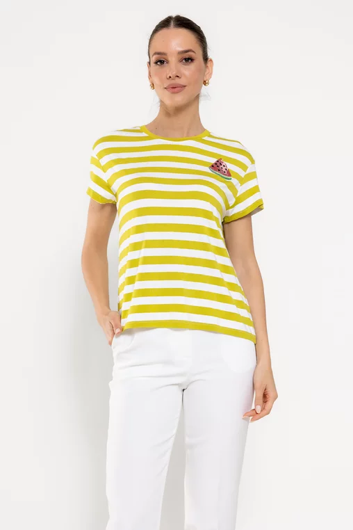 Tricou cu dungi late lime BROS0303 picture - 1