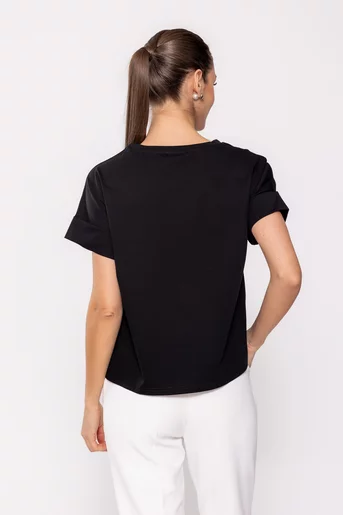 Tricou cu manșete dublate negru BLI0240