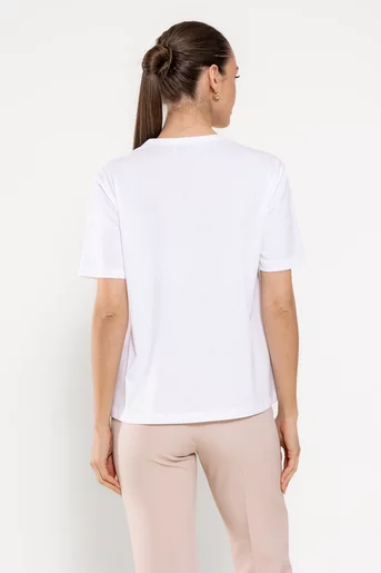 Tricou cu panou cu flori ivory cu perle BROS0304