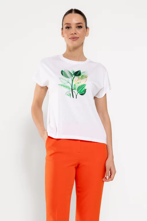 Tricou cu panou frunze verde BROS0305 picture - 1