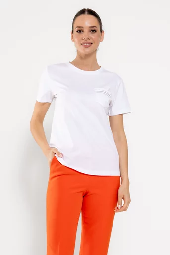 TRicou din bumbac cu buzunar ivory BLA0304