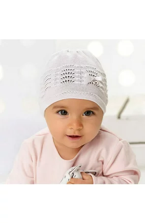 Caciula pentru bebelusi 0-6 luni - AJS 44-012 alb