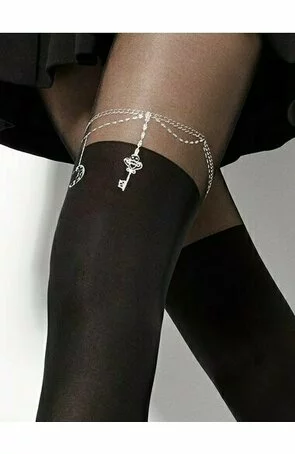 Ciorapi cu model - Marilyn Zazu Chain, 60 DEN - negru