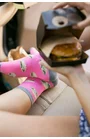 Sosete dama, sosete bumbac roz cu model hamburger - MORE S078091 Sandwich