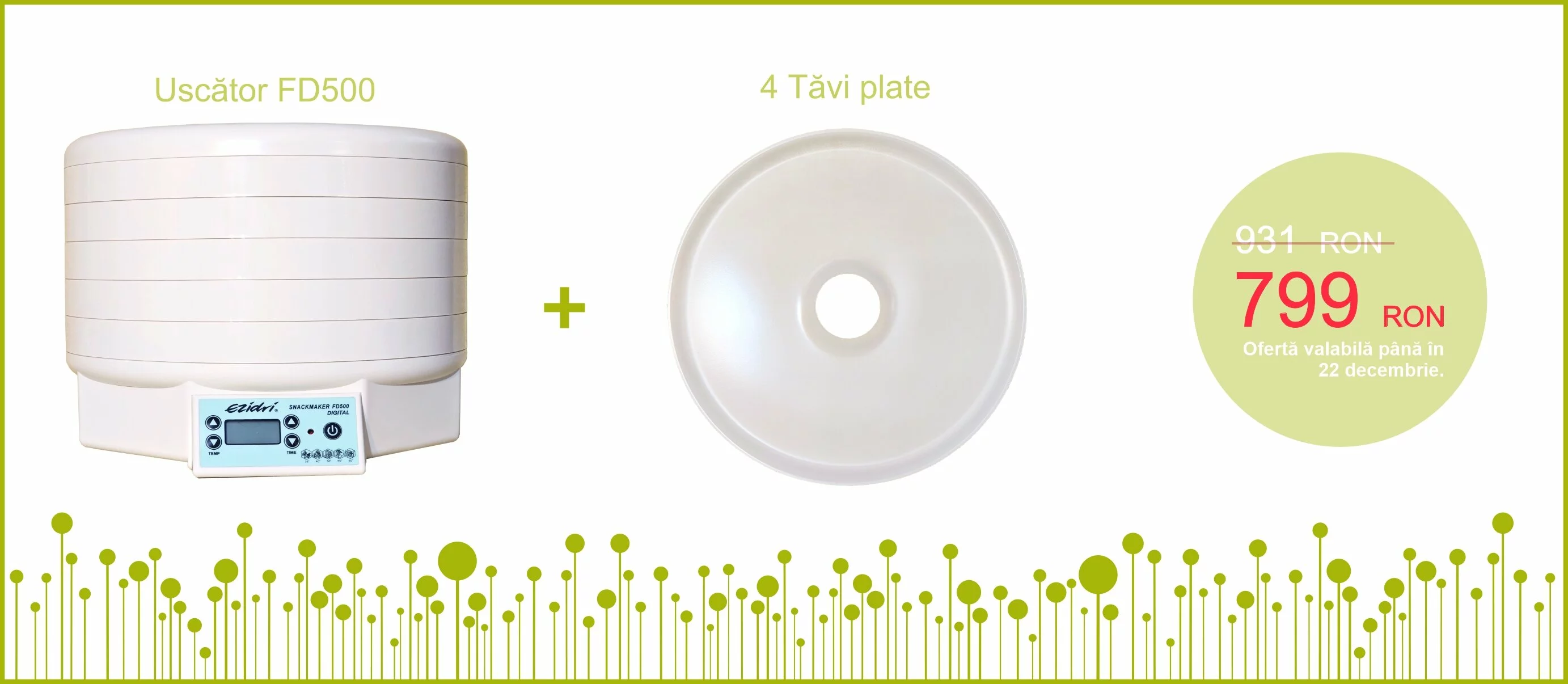 Ofertă uscător FD500 + 4 tăvi plate