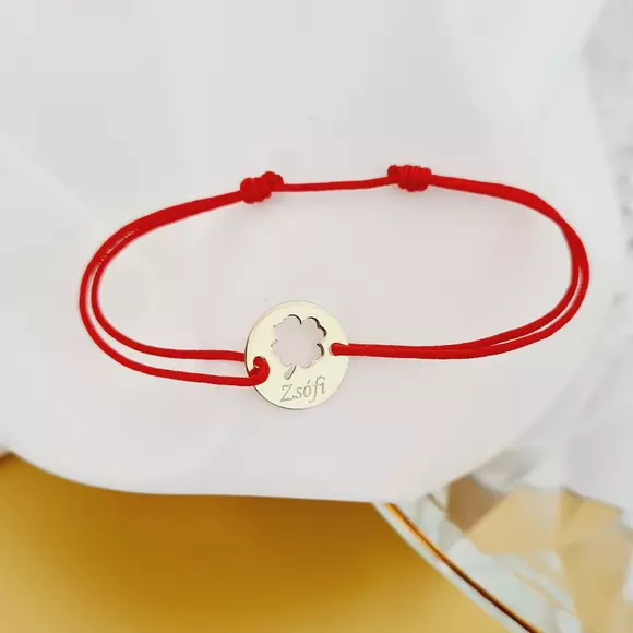 14K Kivágott Lóhere Karkötő állítható zsinórral G