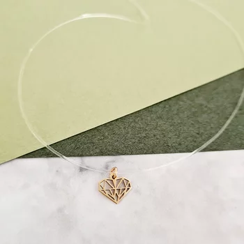 14K Gyémánt Szív Szilikon Nyaklánc