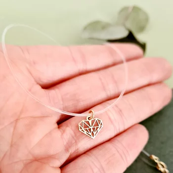 14K Gyémánt Szív Szilikon Nyaklánc