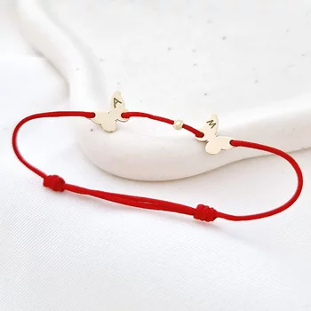 9K Arany Karkötő - Repülő Pillangók - Kezdőbetűvel és Arany golyócskával