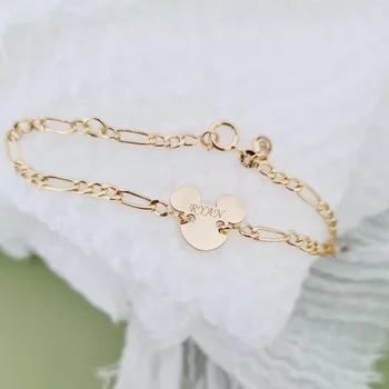 14K Kislány/Kisfiú Egér Karkötő lánccal