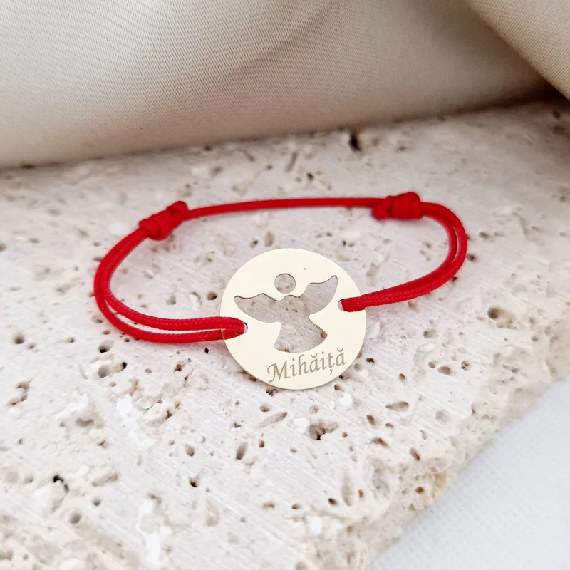 14K Kivágott Angyal Karkötő állítható zsinórral 15mm