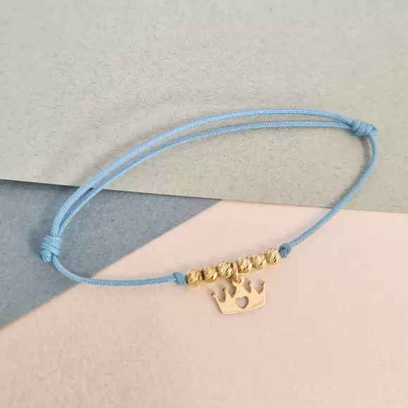 14K Korona Karkötő 6 arany golyóval és állítható zsinórral