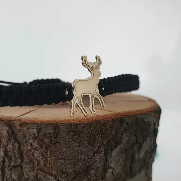 14K Szarvas Karkötő Makramé zsinórral