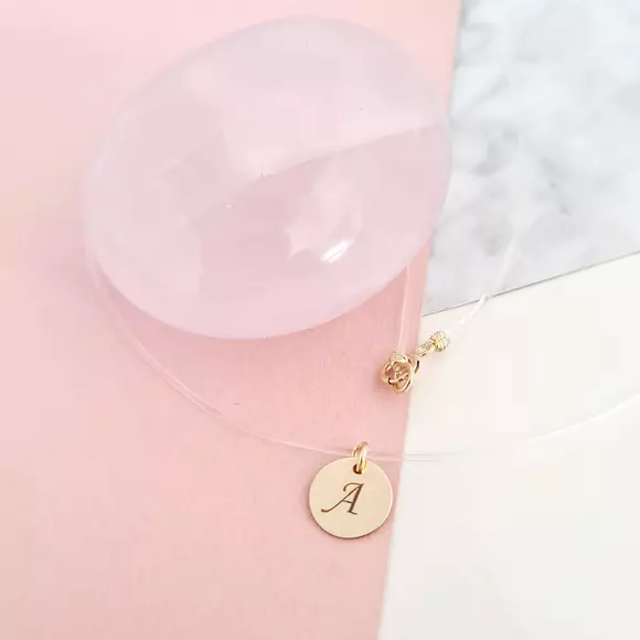 14K Érme Szilikon Nyaklánc Monogrammal