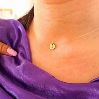 14K Érme Szilikon Nyaklánc Monogrammal