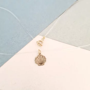 14K Sárga Arany Choker - Tengeri kagyló Medál- Szilikon lánc karabineres csattal