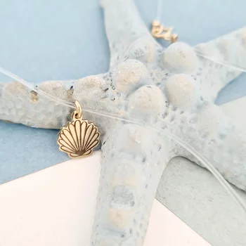 14K Sárga Arany Choker - Tengeri kagyló Medál- Szilikon lánc karabineres csattal