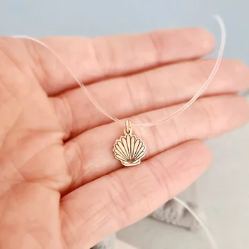 14K Sárga Arany Choker - Tengeri kagyló Medál- Szilikon lánc karabineres csattal