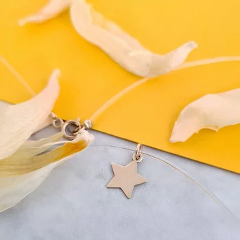 14K Sárga Arany Choker - Csillag medál - Szilikon lánc karabineres csattal