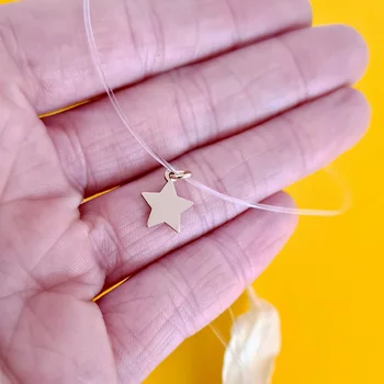 14K Sárga Arany Choker - Csillag medál - Szilikon lánc karabineres csattal