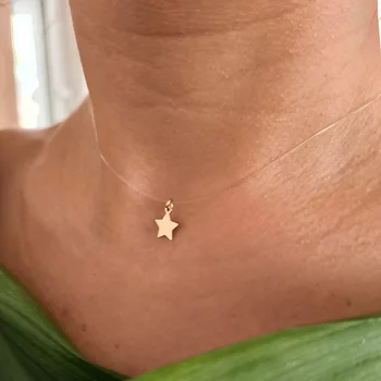 14K Sárga Arany Choker - Csillag medál - Szilikon lánc karabineres csattal