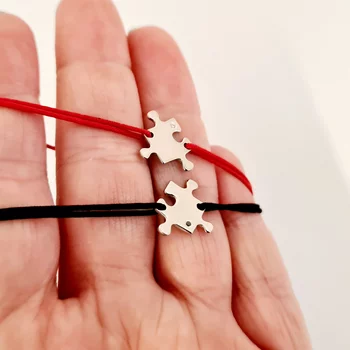Ezüst Páros Karkötő Szett Gyémánttal és állítható zsinórral - Puzzle Darabok