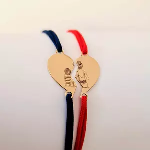 14K Puzzle Szív Páros Anya-Fia Karkötő Szett állítható zsinórral