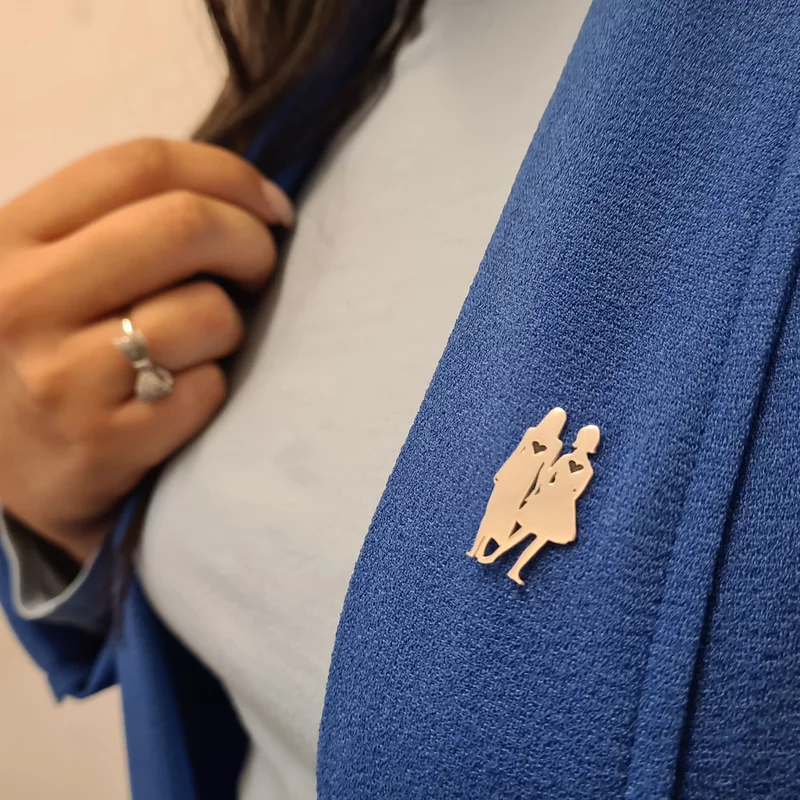 Ezüst 2 Nővér/Barátnő Bross 18K sárga arany bevonattal