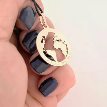 2D Globe Medál – Személyre szabott üzenettel – 14K Rose Gold