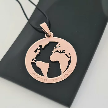 2D Globe Medál – Személyre szabott üzenettel – 14K Rose Gold