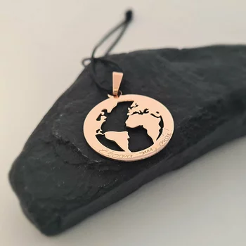2D Globe Medál – Személyre szabott üzenettel – 14K Rose Gold