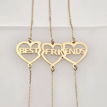 3 Darabos Karkötőszett – Szív Puzzle – BEST FRIENDS – 18K Sárga Aranyozott 925 Sterling Ezüst - Lánc